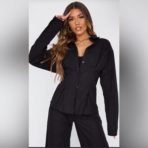 Zara cinched waist women blouse long sleeve